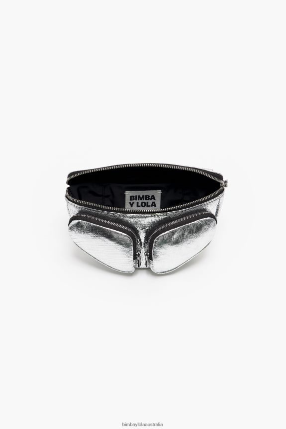 Accessories 4062VZ172 Silver Bimba Y Lola Leather Pocket Bumbag