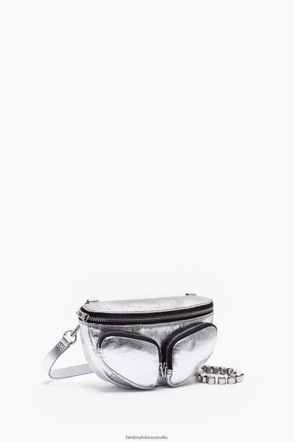 Accessories 4062VZ23 Silver Bimba Y Lola Leather Pocket Bumbag