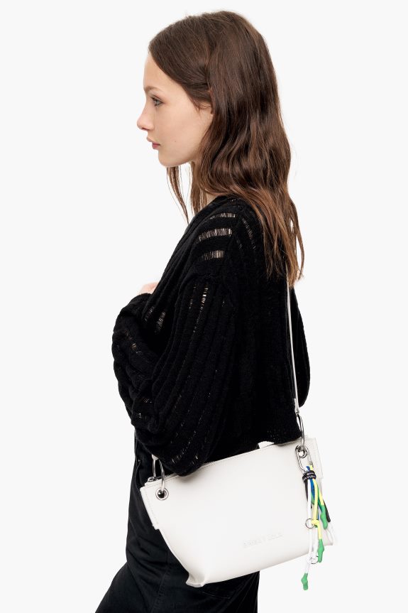 Accessories 4062VZ42 White Bimba Y Lola Leather Crossbody Bag