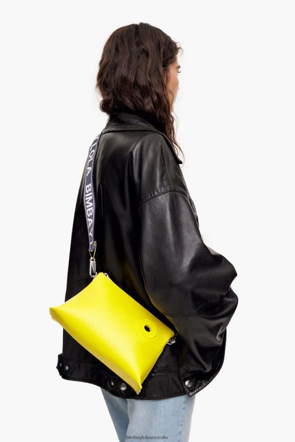 Accessories 4062VZ48 Yellow Bimba Y Lola Leather Trapezium Bag