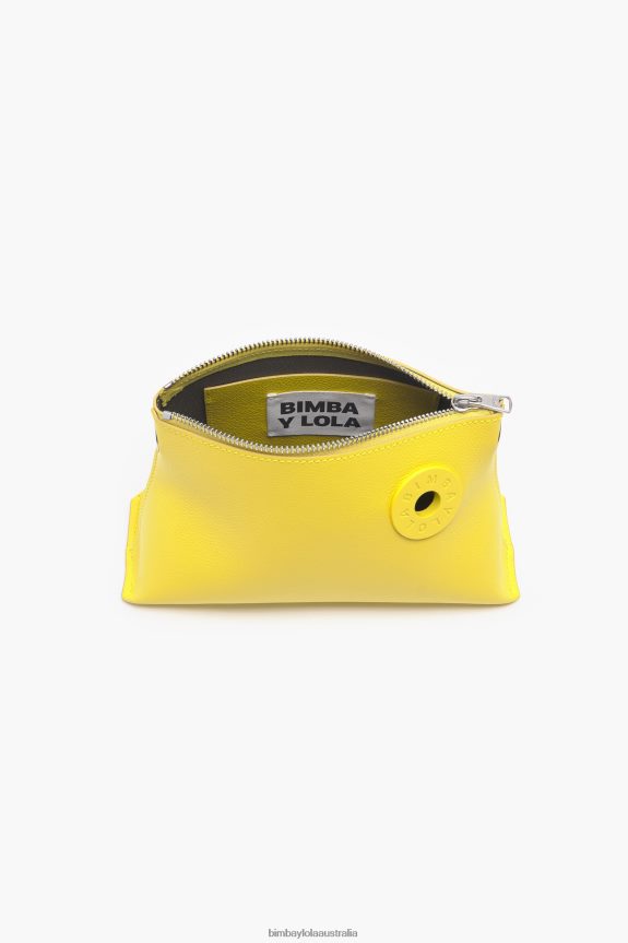 Accessories 4062VZ48 Yellow Bimba Y Lola Leather Trapezium Bag