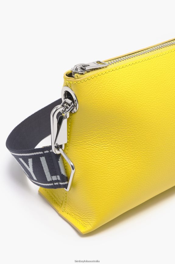 Accessories 4062VZ48 Yellow Bimba Y Lola Leather Trapezium Bag
