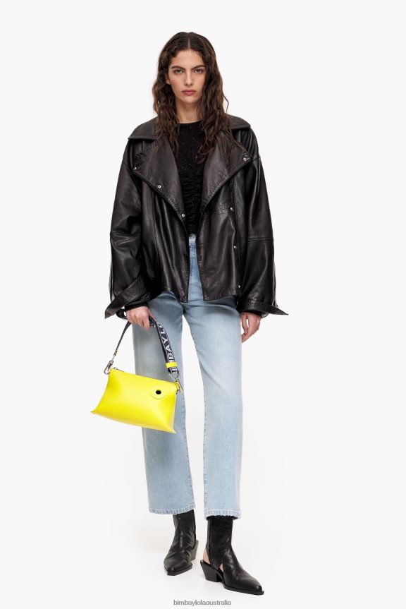 Accessories 4062VZ48 Yellow Bimba Y Lola Leather Trapezium Bag