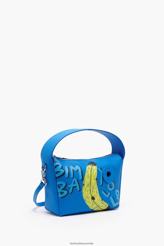 Accessories 4062VZ56 Blue Bimba Y Lola Leather Byl Banana Print Hobo Bag