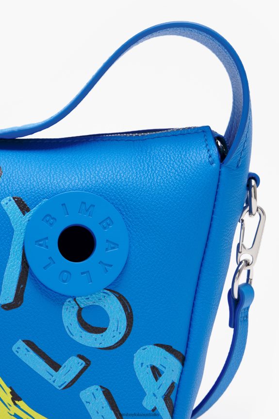 Accessories 4062VZ56 Blue Bimba Y Lola Leather Byl Banana Print Hobo Bag