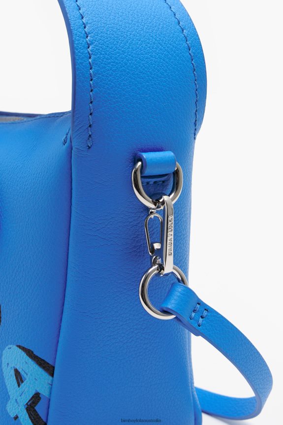 Accessories 4062VZ56 Blue Bimba Y Lola Leather Byl Banana Print Hobo Bag