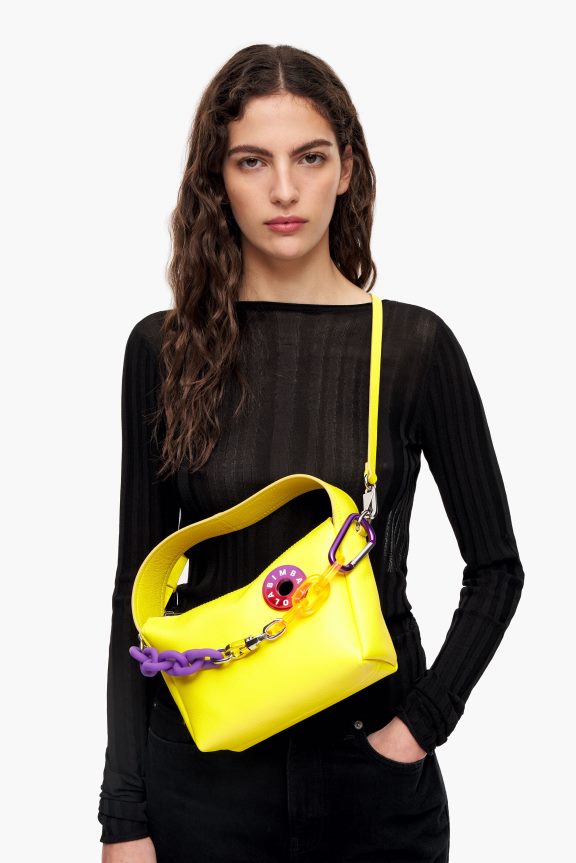Accessories 4062VZ57 Yellow Bimba Y Lola Leather Hobo Bag