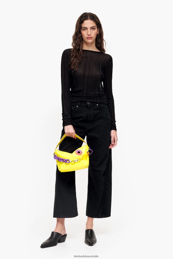 Accessories 4062VZ57 Yellow Bimba Y Lola Leather Hobo Bag
