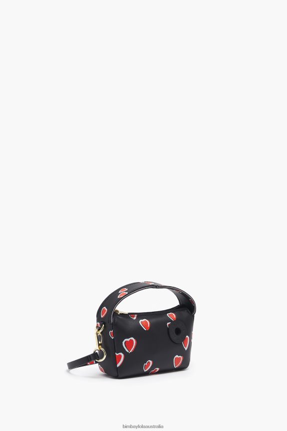 Accessories 4062VZ60 Black Bimba Y Lola Hearts Leather Hobo Bag