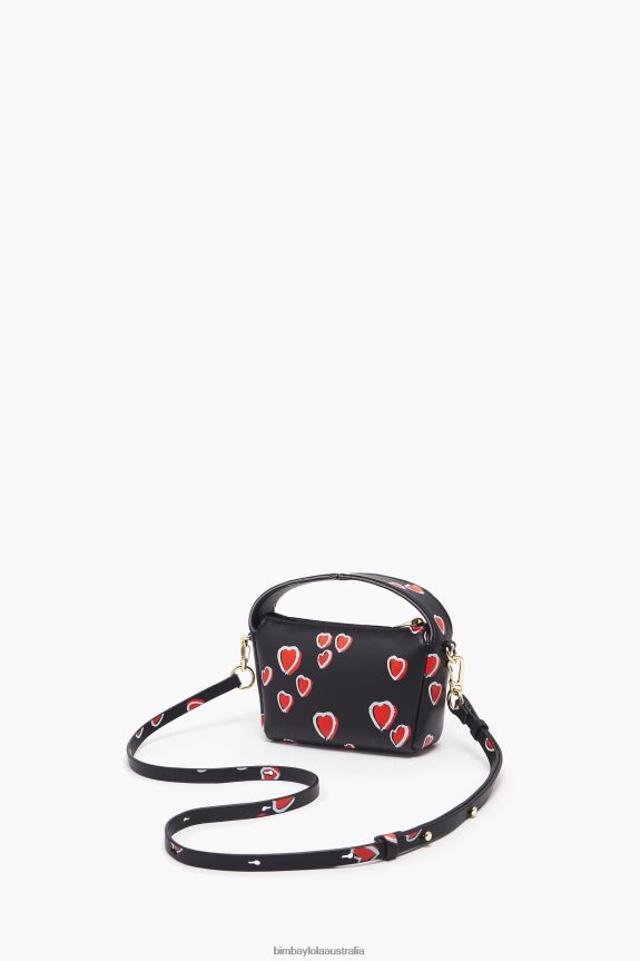 Accessories 4062VZ60 Black Bimba Y Lola Hearts Leather Hobo Bag