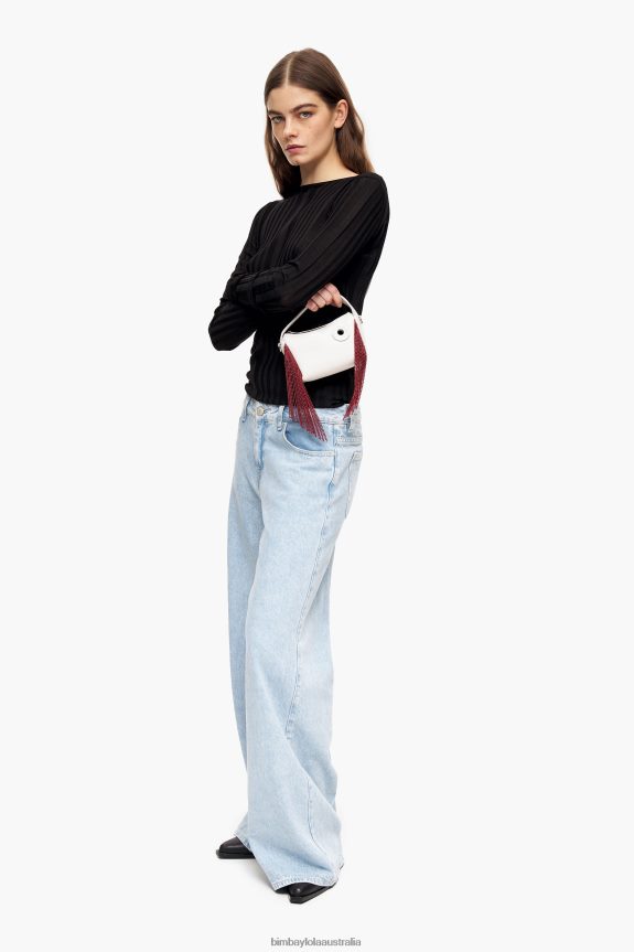 Accessories 4062VZ61 Off-White Bimba Y Lola Leather Hobo Bag