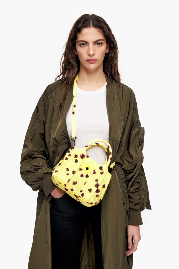 Accessories 4062VZ79 Yellow Bimba Y Lola Small Hearts Print Nylon Tote Bag