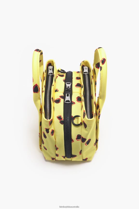 Accessories 4062VZ79 Yellow Bimba Y Lola Small Hearts Print Nylon Tote Bag