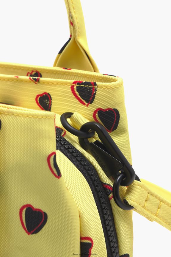Accessories 4062VZ79 Yellow Bimba Y Lola Small Hearts Print Nylon Tote Bag