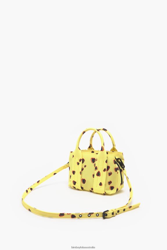 Accessories 4062VZ79 Yellow Bimba Y Lola Small Hearts Print Nylon Tote Bag
