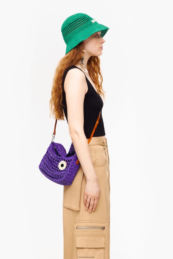 Accessories 4062VZ8 Purple Bimba Y Lola Raffia Hobo Bag