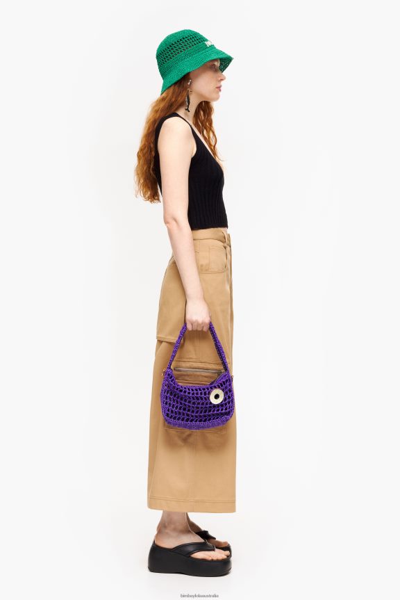 Accessories 4062VZ8 Purple Bimba Y Lola Raffia Hobo Bag