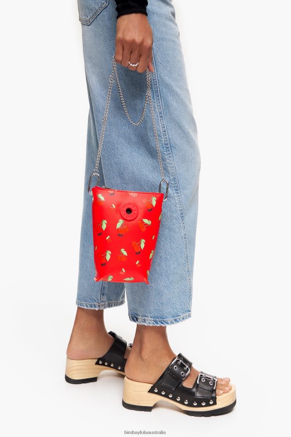 Accessories 4062VZ149 Red Bimba Y Lola Cherries Print Crossbody Bag