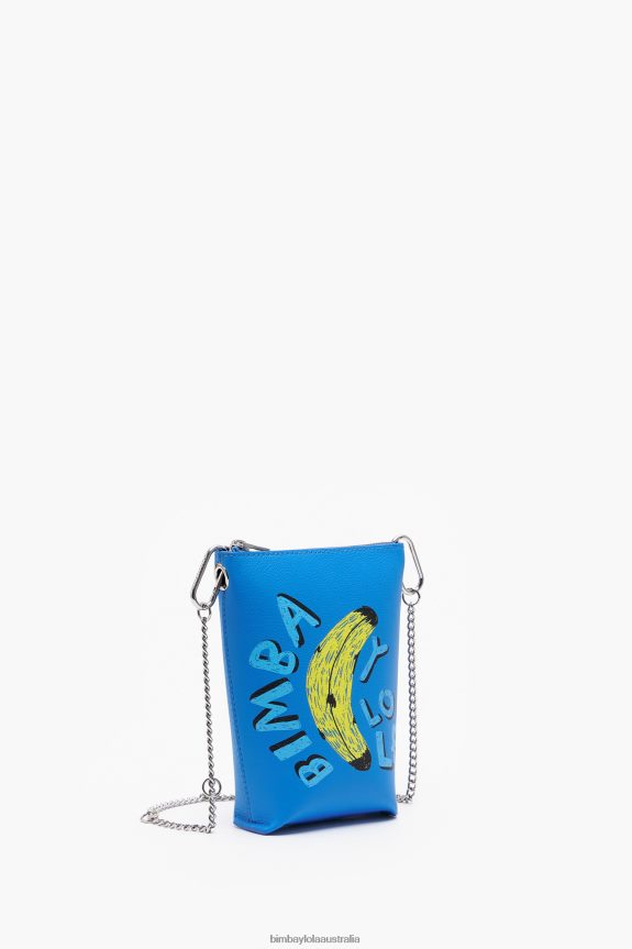 Accessories 4062VZ152 Blue Bimba Y Lola Byl Banana Print Crossbody Bag