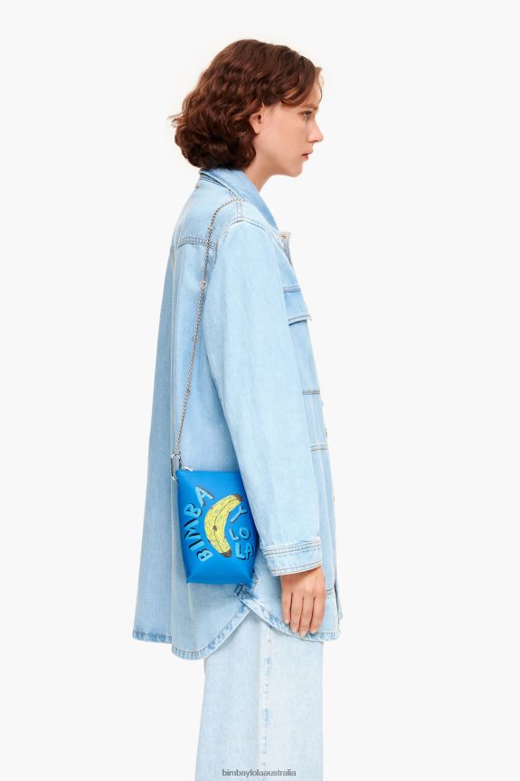 Accessories 4062VZ152 Blue Bimba Y Lola Byl Banana Print Crossbody Bag