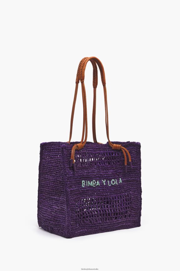 Accessories 4062VZ113 Purple Bimba Y Lola Raffia Tote Bag