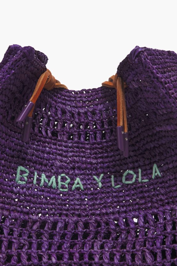 Accessories 4062VZ113 Purple Bimba Y Lola Raffia Tote Bag