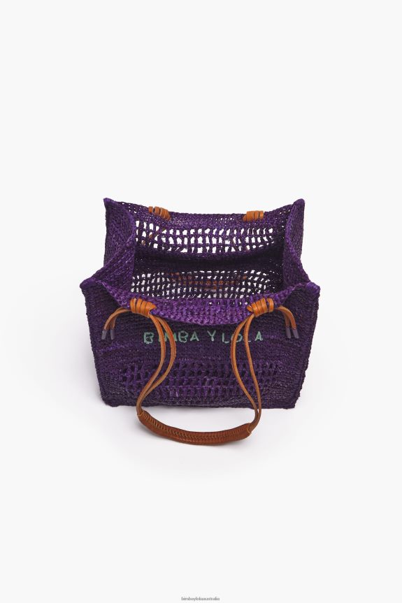 Accessories 4062VZ113 Purple Bimba Y Lola Raffia Tote Bag