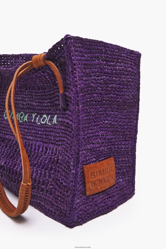 Accessories 4062VZ113 Purple Bimba Y Lola Raffia Tote Bag