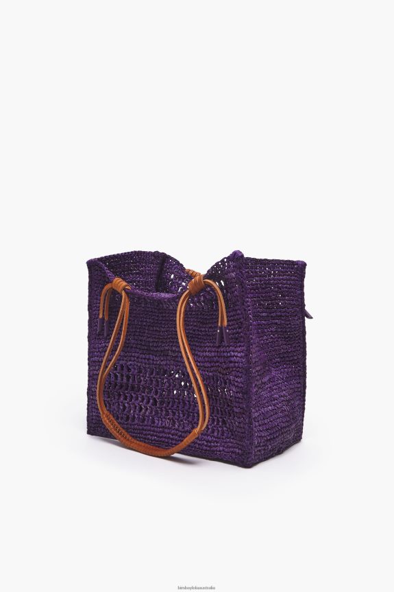 Accessories 4062VZ113 Purple Bimba Y Lola Raffia Tote Bag