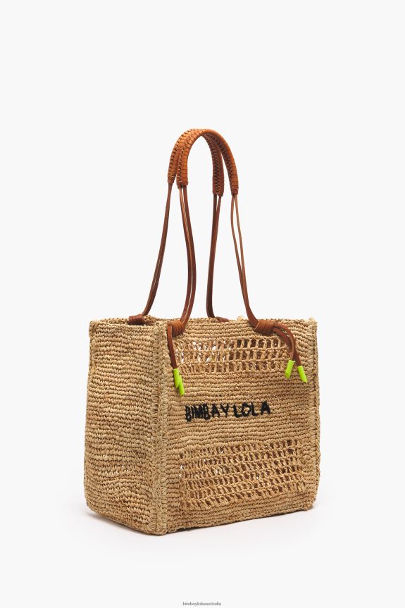 Accessories 4062VZ114 Natural Bimba Y Lola Raffia Tote Bag