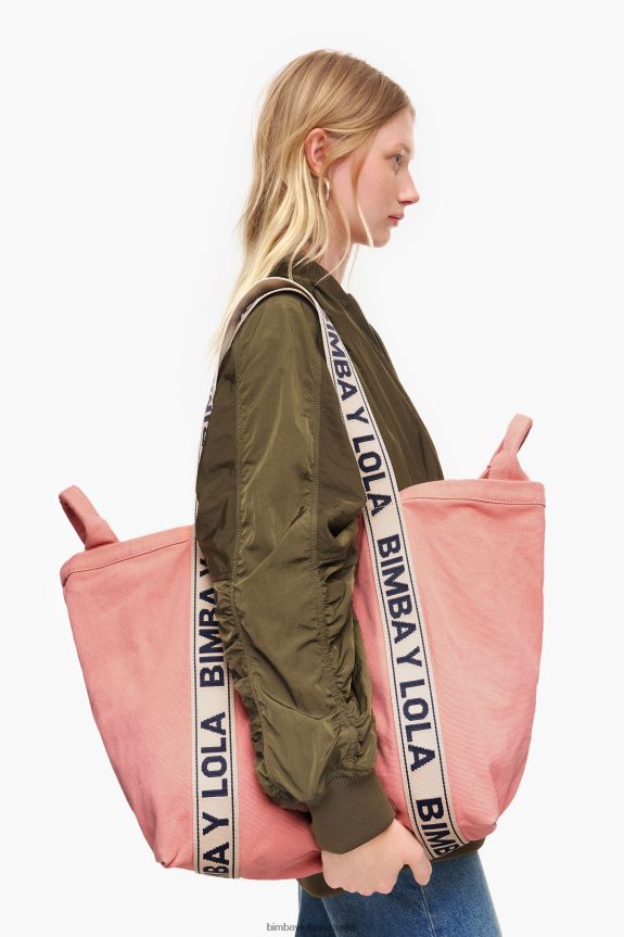 Accessories 4062VZ117 Pink Bimba Y Lola Canvas Shopper Bag