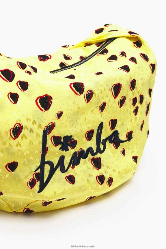 Accessories 4062VZ119 Yellow Bimba Y Lola Small Hearts Nylon Bucket Bag