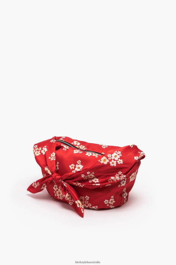 Accessories 4062VZ121 Red Bimba Y Lola Acrylic Flowers Nylon Bucket Bag
