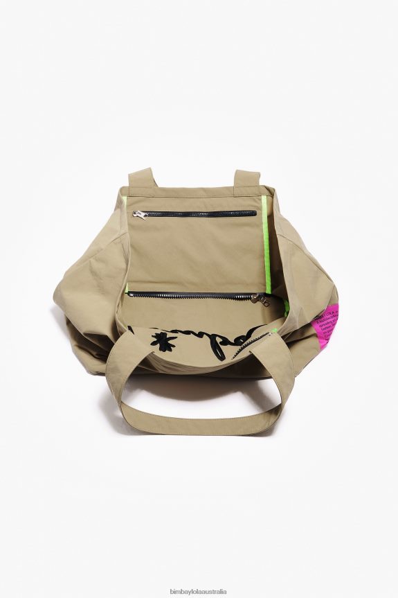 Accessories 4062VZ122 Beige Bimba Y Lola Nylon Shopper Bag