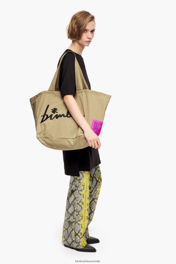 Accessories 4062VZ122 Beige Bimba Y Lola Nylon Shopper Bag