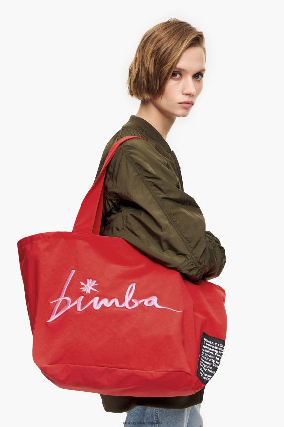 Accessories 4062VZ123 Red Bimba Y Lola Nylon Shopper Bag