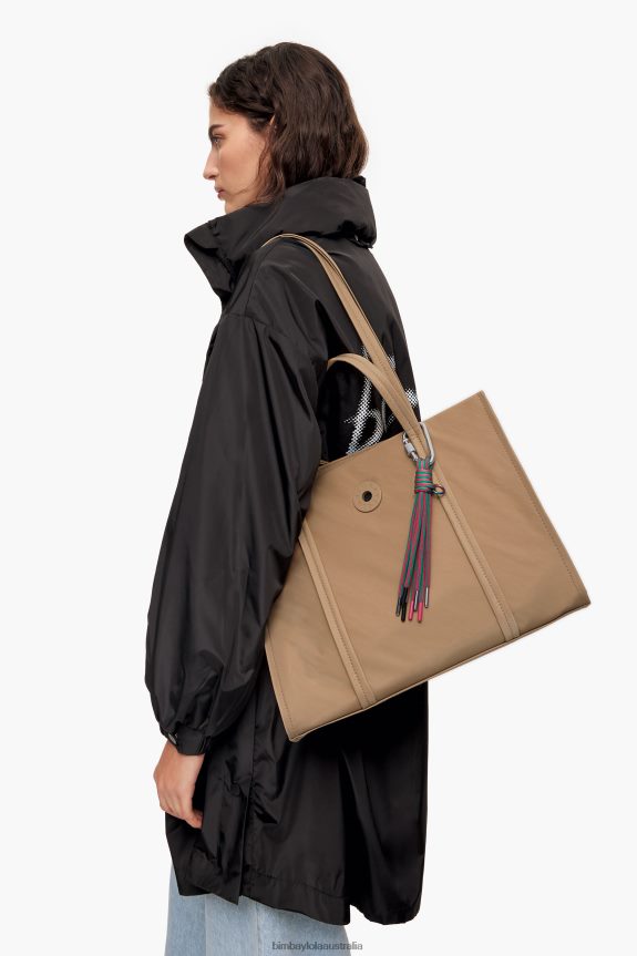 Accessories 4062VZ134 Tan Bimba Y Lola Nylon Shopper Bag