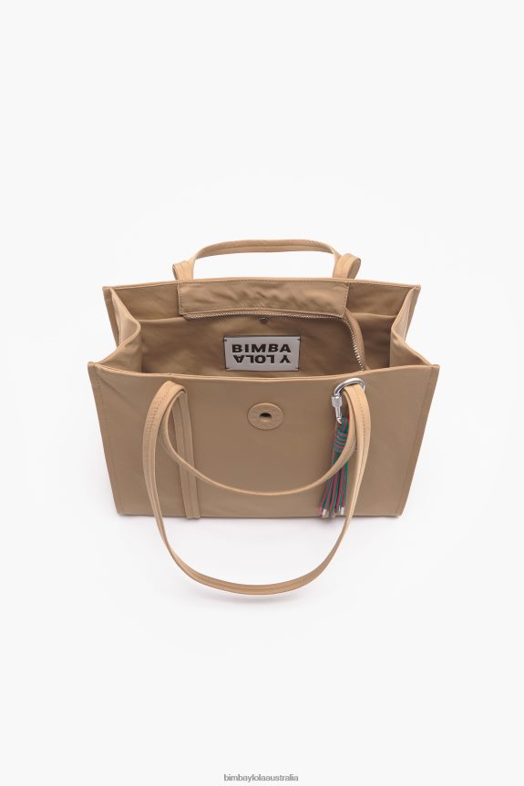 Accessories 4062VZ134 Tan Bimba Y Lola Nylon Shopper Bag