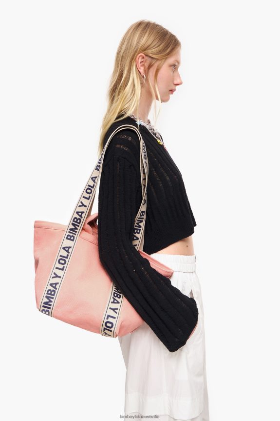 Accessories 4062VZ83 Pink Bimba Y Lola Canvas Shopper Bag