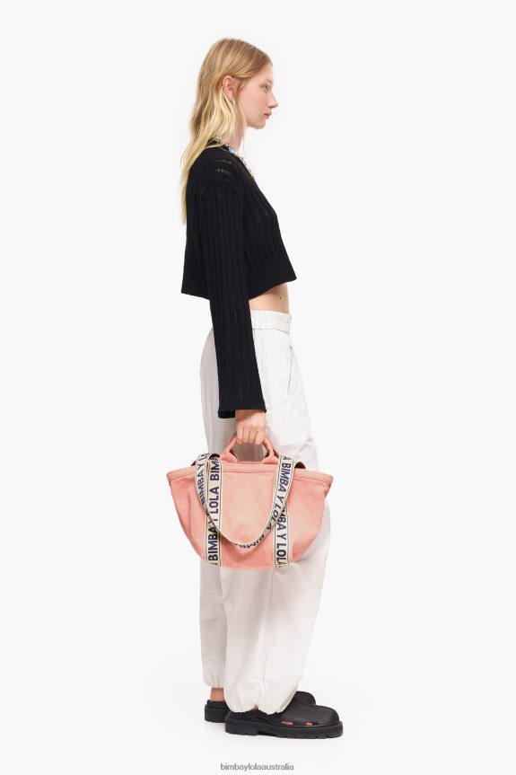 Accessories 4062VZ83 Pink Bimba Y Lola Canvas Shopper Bag