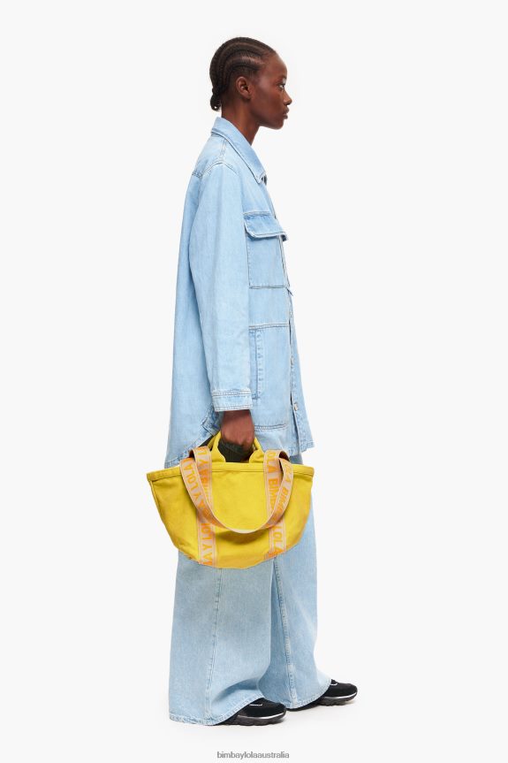 Accessories 4062VZ84 Yellow Bimba Y Lola Canvas Shopper Bag