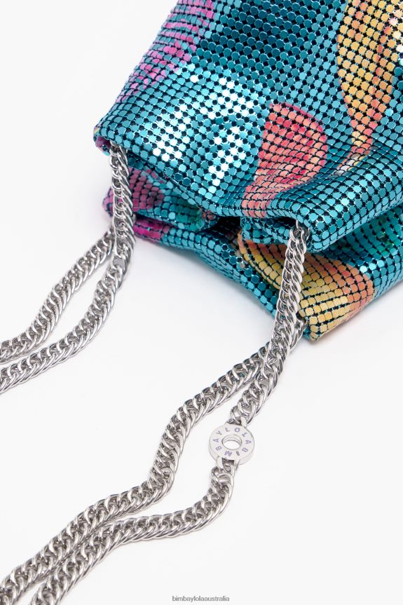 Accessories 4062VZ145 Aquamarine Bimba Y Lola Bananas Mix Print Mesh Bucket Bag