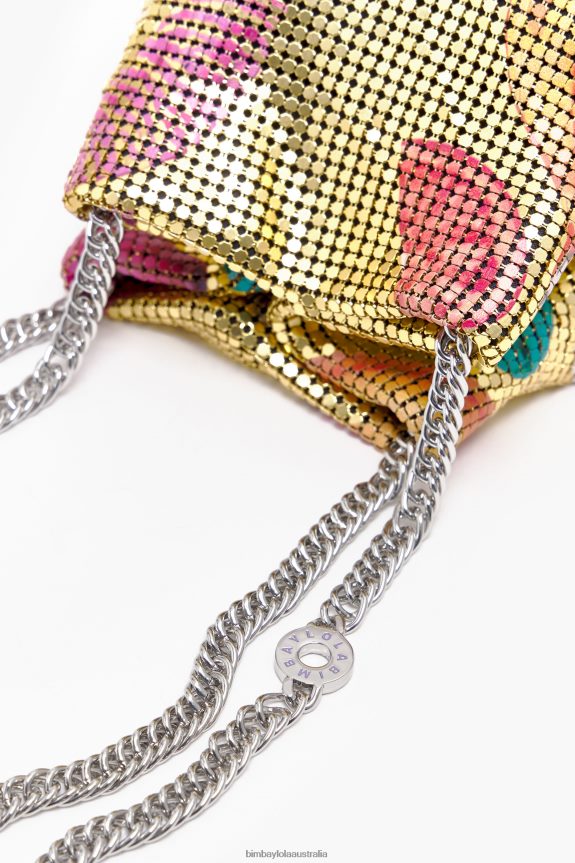 Accessories 4062VZ146 Golden Bimba Y Lola Bananas Mix Print Mesh Bag Bucket Bag