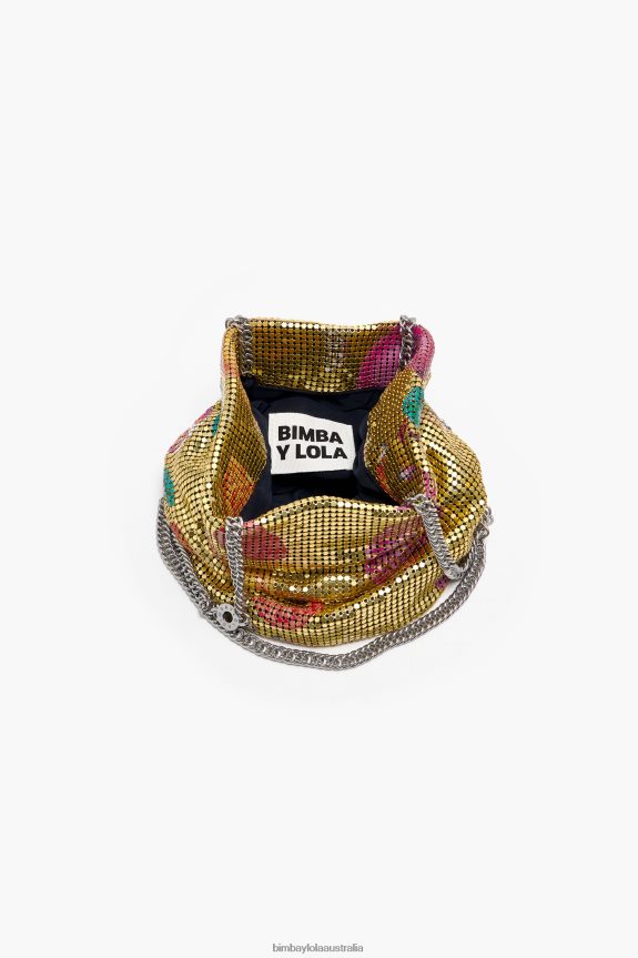 Accessories 4062VZ146 Golden Bimba Y Lola Bananas Mix Print Mesh Bag Bucket Bag