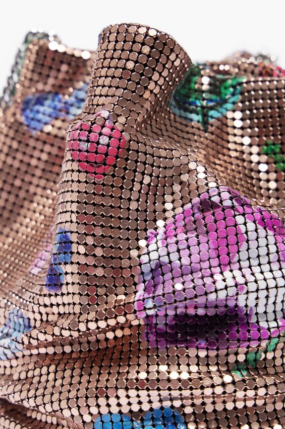 Accessories 4062VZ147 Golden Bimba Y Lola Fallen Jewels Print Mesh Bucket Bag