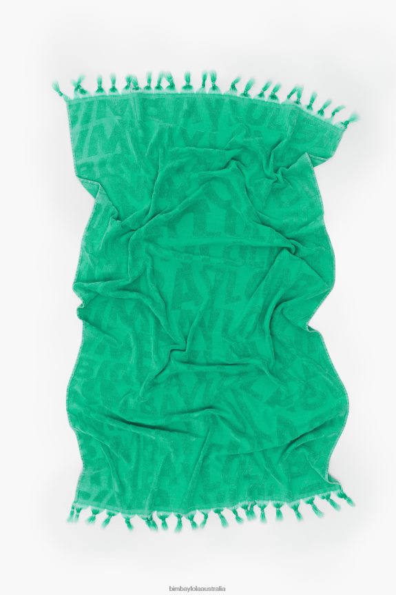Accessories 4062VZ878 Turquoise Bimba Y Lola Washed-Look Logo Jacquard Towel