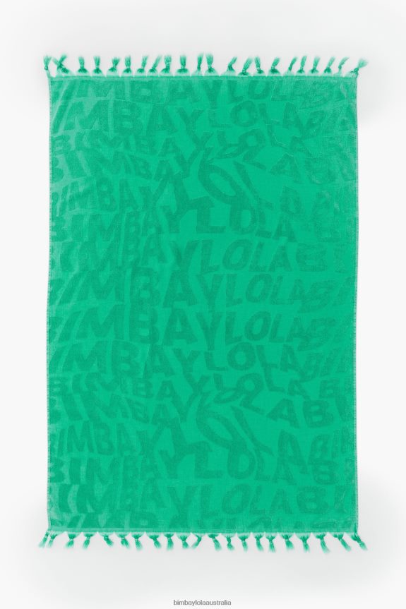Accessories 4062VZ878 Turquoise Bimba Y Lola Washed-Look Logo Jacquard Towel