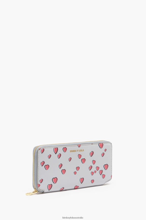 Accessories 4062VZ1065 Gray Bimba Y Lola Light Leather Small Hearts Wallet