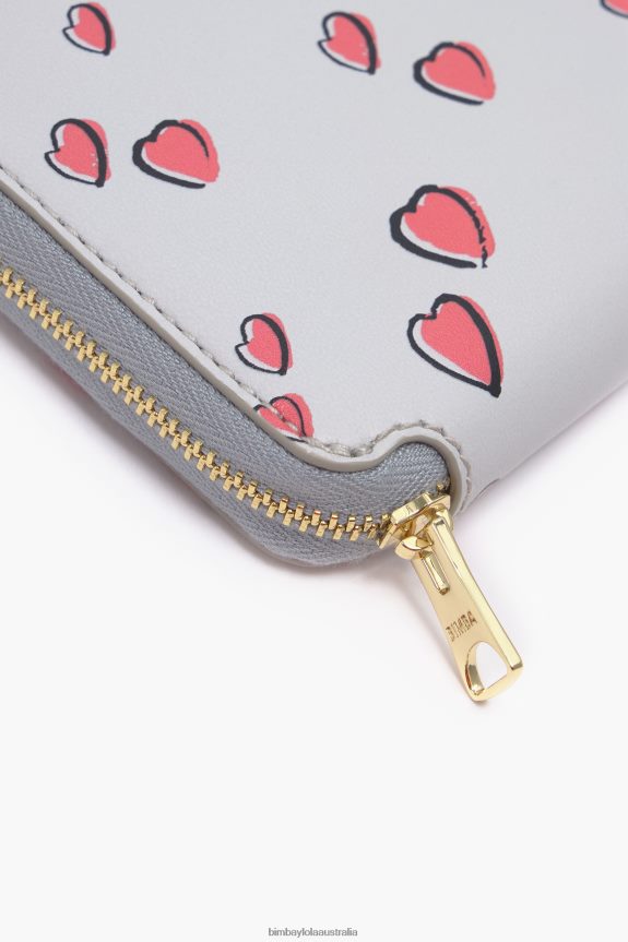 Accessories 4062VZ1065 Gray Bimba Y Lola Light Leather Small Hearts Wallet