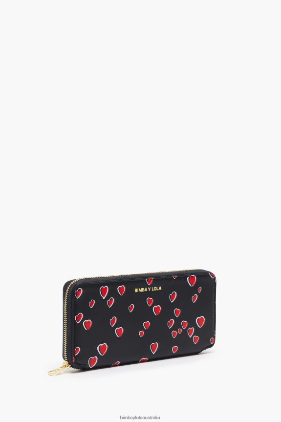 Accessories 4062VZ1066 Black Bimba Y Lola Small Hearts Leather Wallet